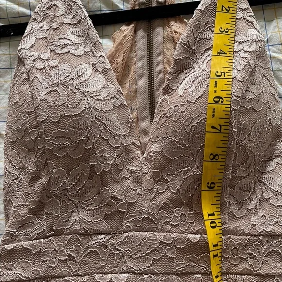 Honey & Rosie Beige Sparkle Lace Mini Dress with zip up cut out back ITEM L-1 - Picture 3 of 7
